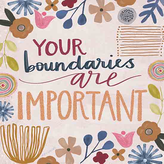 Katie Doucette KD110 - KD110 - Your Boundaries are Important - 12x12 Inspirational, Your Boundaries are Important, Typography, Signs, Textual Art, Folk Art, Flowers from Penny Lane