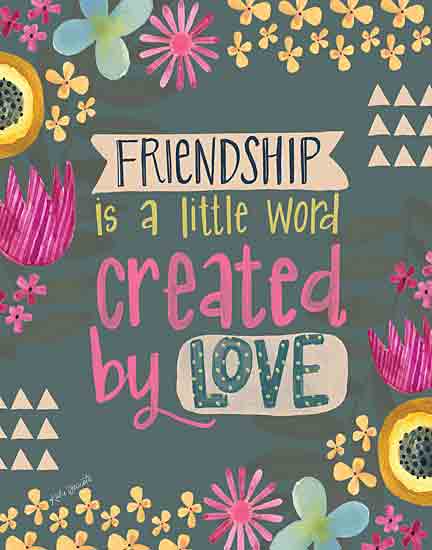 Katie Doucette KD126 - KD126 - Friendship is a Little Word Created by Love - 12x16 Inspirational, Friendship is a Little Word Created by Love, Typography, Signs, Textual Art, Flowers, Chalkboard from Penny Lane