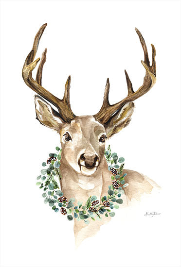 Kelley Talent KEL164 - KEL164 - Woodland Deer - 12x16 Woodland Deer, Deer, Reindeer, Wreath, Eucalyptus, Pine Cones, Nature from Penny Lane