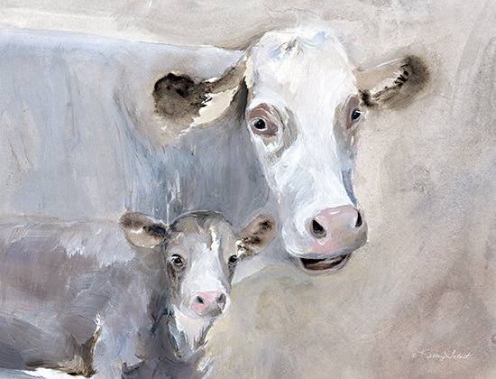 Kelley Talent KEL431 - KEL431 - Mama Moo and Calf - 16x12 Cows, White Cows, Mother, Calf, Abstract from Penny Lane