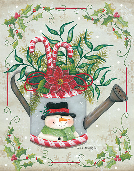 Lisa Kennedy KEN1153 - KEN1153 - Christmas Watering Can - 12x16 Watering Can, Flowers, Poinsettia, Snowmen, Candy Canes, Greenery, Holly, Berries, Primitive from Penny Lane
