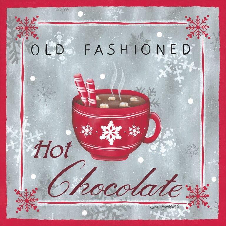 Lisa Kennedy KEN1187 - KEN1187 - Hot Chocolate - 12x12 Christmas, Holidays, Kitchen, Hot Chocolate, Typography, Signs, Candy Canes, Winter, Snowflakes from Penny Lane