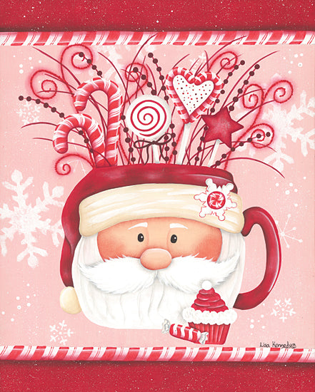 Lisa Kennedy KEN1251 - KEN1251 - Santa Mug Bouquet   - 12x16 Christmas, Holidays, Kitchen, Santa Claus, Mug, Candy Canes, Cup Cake, Suckers, Red & White, Snowflakes, Winter from Penny Lane