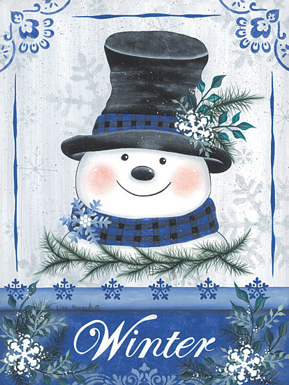 Lisa Kennedy KEN1275 - KEN1275 - Winter Snowman - 12x16 Winter, Snowman, Greenery, Top Hat, Scarf, Typography, Signs, Textual Art, Decorative from Penny Lane