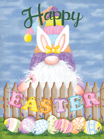 Lisa Kennedy KEN1278 - KEN1278 - Happy Easter Gnome - 12x16 Easter, Gnome, Whimsical, Happy Easter, Spring, Typography, Signs, Textual Art, Easter Eggs, Fence, Decorative from Penny Lane