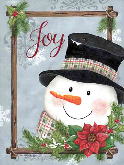 Lisa Kennedy KEN1303 - KEN1303 - Snowman in Frame - 12x16 Christmas, Holidays, Snowman, Winter, Joy, Typography, Signs, Textual Art, Poinsettia, Christmas Flower, Red Poinsettia, Holly, Berries, Snowman in Frame from Penny Lane