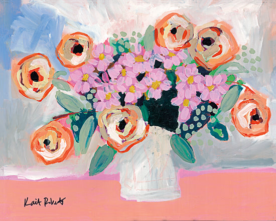 Kait Roberts KR452 - KR452 - Orange Sherbet - 16x12 Abstract, Flowers, Orange Flowers, Purple Flowers, Vase from Penny Lane