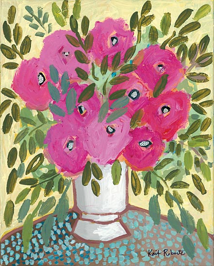Kait Roberts KR499 - KR499 - Go Wild for Awhile - 12x16 Flowers, Pink Flowers, Vase, Greenery, Abstract from Penny Lane