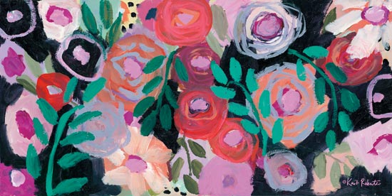 Kait Roberts KR511 - KR511 - Welcome to the Wild - 24x12 Flowers, Abstract, Black Background, Greenery from Penny Lane