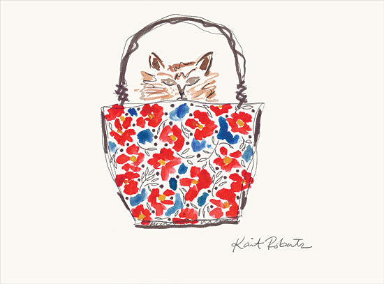 Kait Roberts KR557 - KR557 - Millicent the Cat - 16x12 Cat, Millicent, Purse, Flowers from Penny Lane