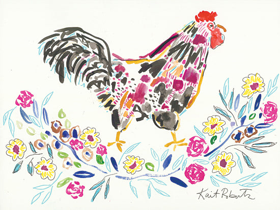 Kait Roberts KR572 - KR572 - Henrietta Takes a Stand      - 16x12 Rooster, Abstract, Flowers, Swag, Eclectic from Penny Lane