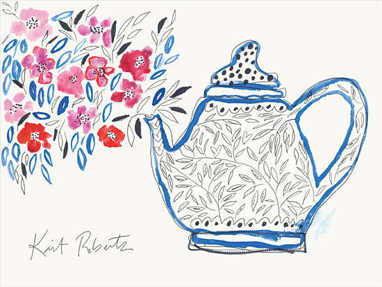 Kait Roberts KR641 - KR641 - Granny's Tea Pot - 16x12 Tea Pot, Flowers from Penny Lane