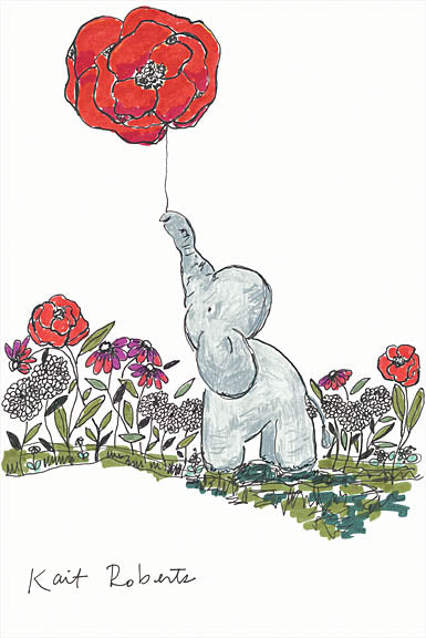 Kait Roberts KR719 - KR719 - Hope Is Inflating - 12x18 Elephant, Baby Elephant, Flowers, Whimsical, Children from Penny Lane