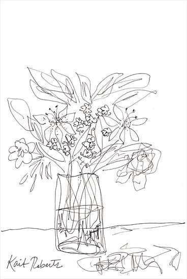 Kait Roberts KR735 - KR735 - Spring Garden Blooms for You - 12x18 Flowers, Bouquet, Sketch, Abstract, Black & White from Penny Lane