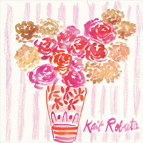 Kait Roberts KR791 - KR791 - Boudoir Blooms - 12x12 Abstract, Flowers, Bouquet, Pink, Gold, Vase, Contemporary from Penny Lane