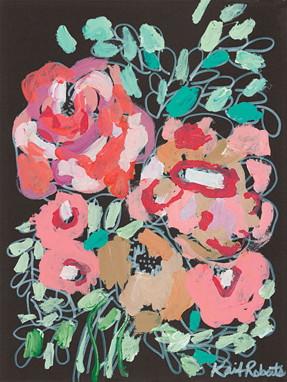 Kait Roberts KR796 - KR796 - You Amaze Me - 12x16 Abstract, Flowers, Bouquet, Black Background, Pink, Peach from Penny Lane