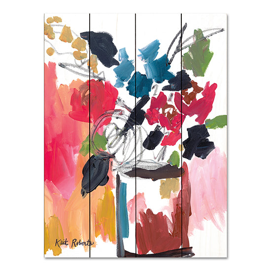 Kait Roberts KR839PAL - KR839PAL - Red Lipstick - 12x16 Abstract, Flowers, Vase, Paintbrush Strokes, Contemporary from Penny Lane