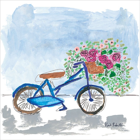 Kait Roberts KR877 - KR877 - Floral Bicycle    - 12x12 Abstract, Bicycle, Bike, Flowers, Basket of Flowers from Penny Lane