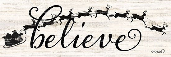 Kate Sherrill KS146A - KS146A - Believe - 36x12 Believe, Holidays, Christmas, Santa Claus, Sleigh, Reindeer, Calligraphy, Signs from Penny Lane