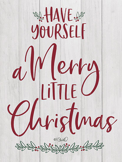 Kate Sherrill KS148 - KS148 - Merry Little Christmas    - 12x16 Have Yourself a Merry Little Christmas, Calligraphy, Christmas, Holidays, Red, Green, Wood Background, Signs from Penny Lane