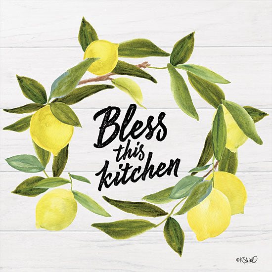 Kate Sherrill KS155 - KS155 - Bless This Kitchen    - 12x12 Bless This Kitchen, Lemons, Wreath, Kitchen, Fruit, Signs from Penny Lane