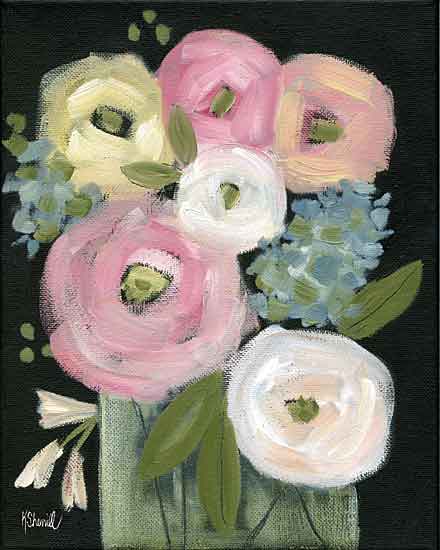 Kate Sherrill KS159 - KS159 - Colorful Blooms - 12x16 Abstract, Flowers, Pink Flowers, Glass Vase, Bouquet from Penny Lane
