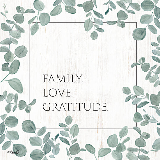 Kate Sherrill KS166 - KS166 - Family Love Gratitude Eucalyptus - 12x12 Eucalyptus, Wreath, Family, Love, Sign from Penny Lane