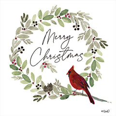 KS224 - Merry Christmas Cardinal Wreath - 12x12