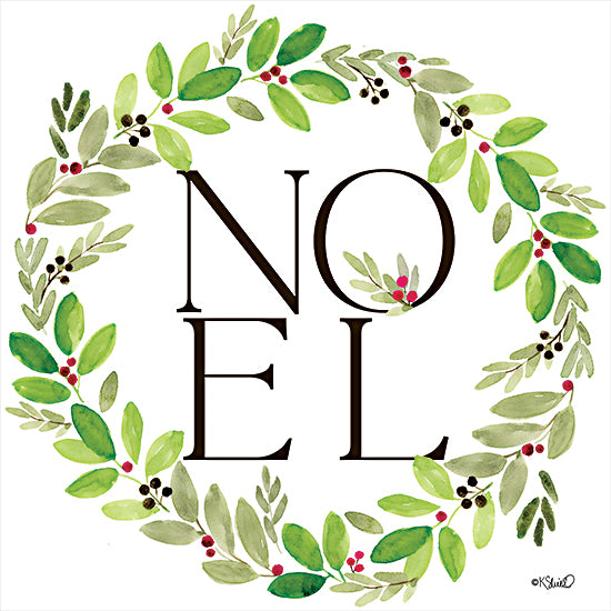 Kate Sherrill KS230 - KS230 - Noel Wreath - 12x12 Christmas, Holidays, Noel, Typography, Signs, Wreath, Greenery, Holly, Berries from Penny Lane