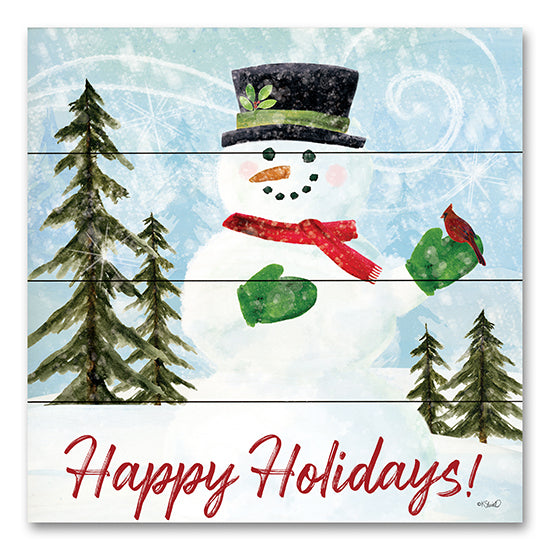 Kate Sherrill KS234PAL - KS234PAL - Happy Holidays Snowman - 12x12 Happy Holidays, Christmas, Holidays, Snowman, Winter, Typography, Signs from Penny Lane