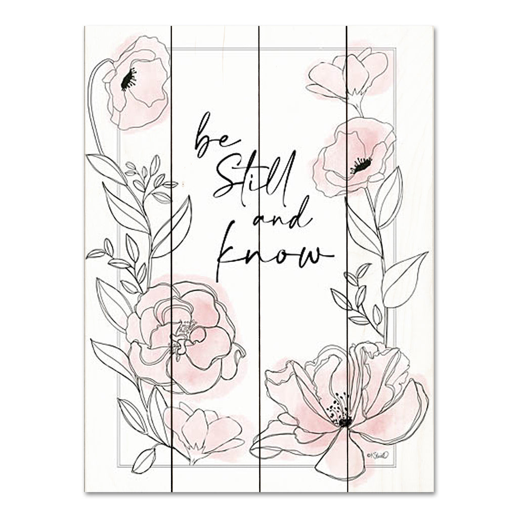 Kate Sherrill KS243PAL - KS243PAL - Be Still and Know - 12x16 Typography, Be Still and Know, Signs, Flowers, Pink Flowers, Drawing Print, Eclectic, Typography, Signs from Penny Lane