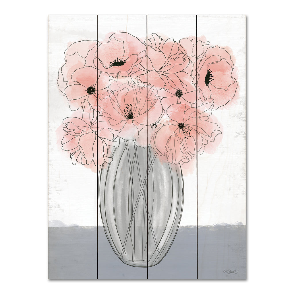 Kate Sherrill KS246PAL - KS246PAL - Poppies in Vase - 12x16 Abstract, Poppies, Flowers, Pink Poppies, Vase from Penny Lane
