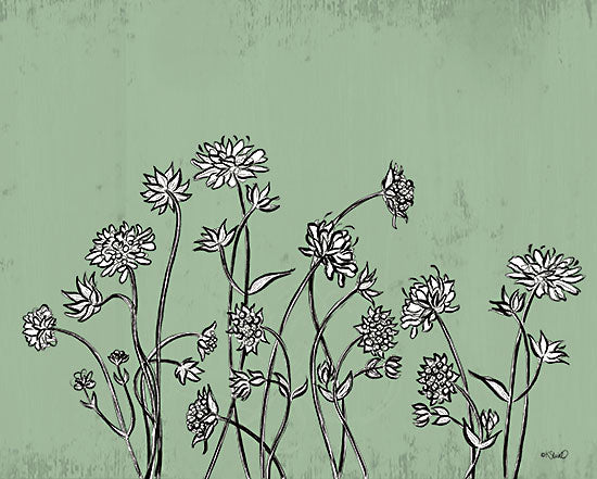 Kate Sherrill KS248 - KS248 - Floral Sketch 1 - 16x12 Flowers, Floral Sketch, Green & White, Wildflowers, Spring from Penny Lane