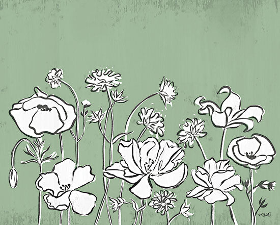 Kate Sherrill KS249 - KS249 - Floral Sketch 2 - 16x12 Flowers, Floral Sketch, Green & White, Wildflowers, Spring from Penny Lane