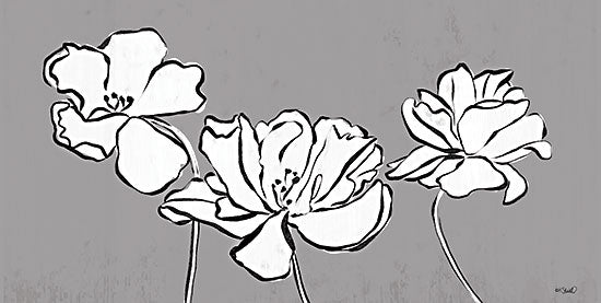 Kate Sherrill KS251 - KS251 - Three Blooms Sketch - 18x9 Flowers, Floral Sketch, Purple & White, Wildflowers, Spring from Penny Lane