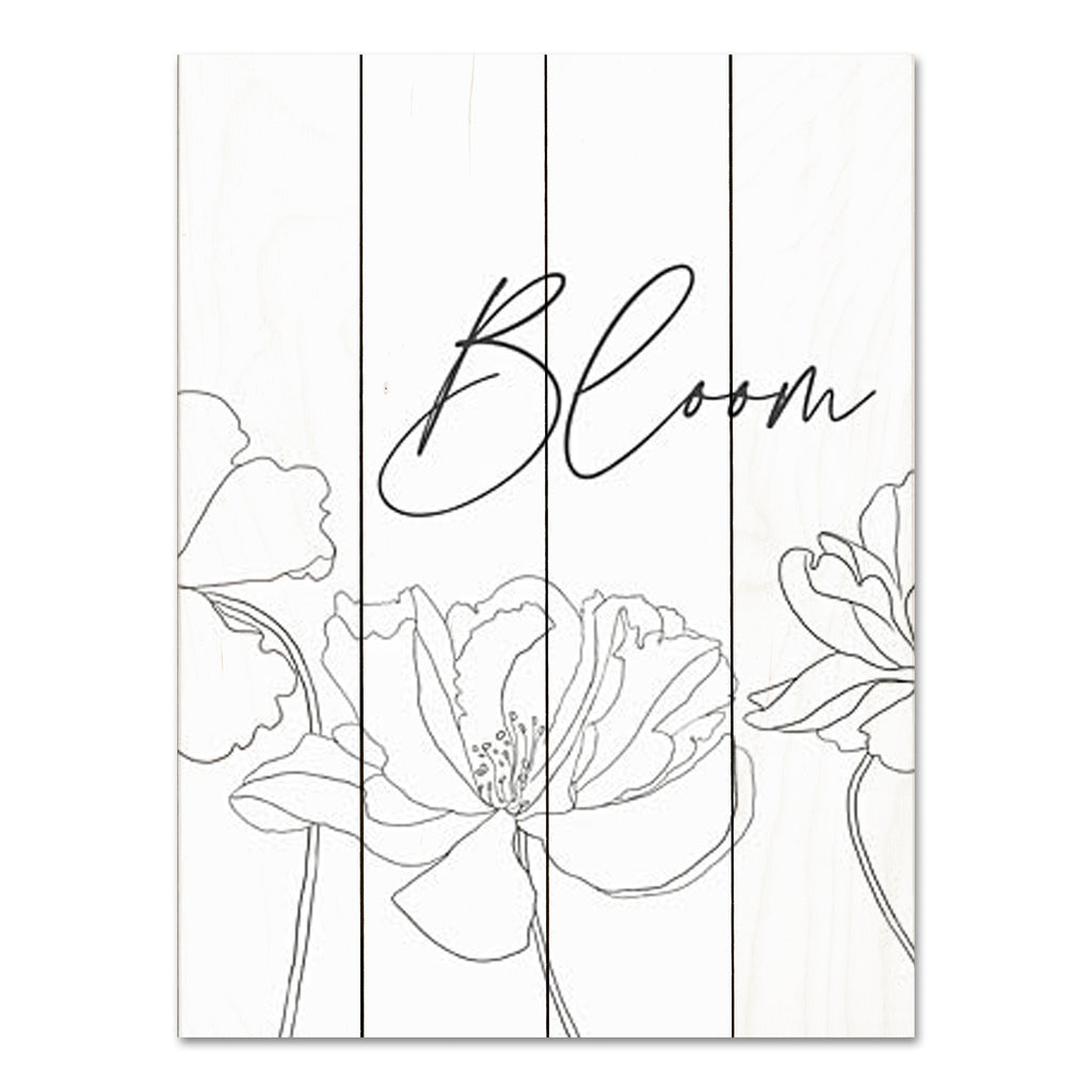 Kate Sherrill KS253PAL - KS253PAL - Bloom Sketch - 16x12 Flowers, Sketch, Drawing Print, Bloom, Typography, Signs, Black & White from Penny Lane