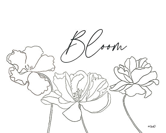Kate Sherrill KS253 - KS253 - Bloom Sketch - 16x12 Flowers, Sketch, Drawing Print, Bloom, Typography, Signs, Black & White from Penny Lane