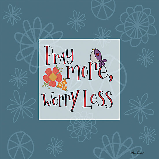 Lisa Larson LAR431 - LAR431 - Pray More Worry Less - 12x12 Pray More Worry Less, Flowers, Bird, Motivational, Signs from Penny Lane