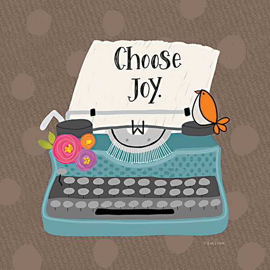 Lisa Larson LAR434 - LAR434 - Choose Joy - 12x12 Choose Joy, Typewriter, Bird, Flowers, Whimsical from Penny Lane