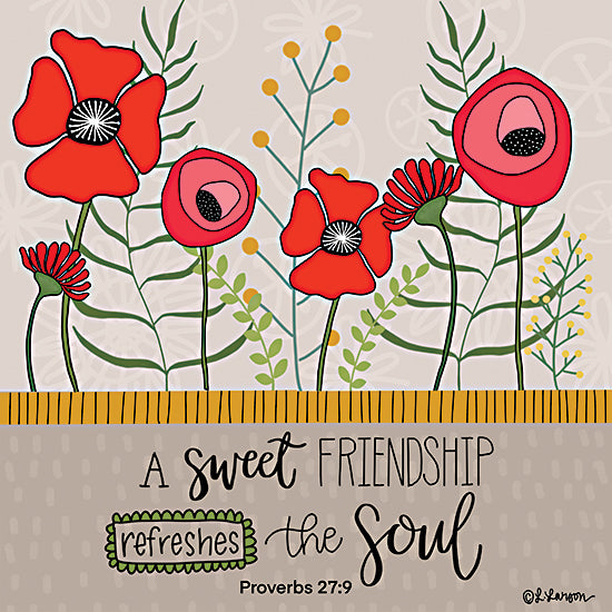 Lisa Larson LAR435 - LAR435 - Refreshes the Soul - 12x12 Refreshes the Soul, Flowers, Red Flowers, Bible Verse, Proverbs, Religious, Signs from Penny Lane