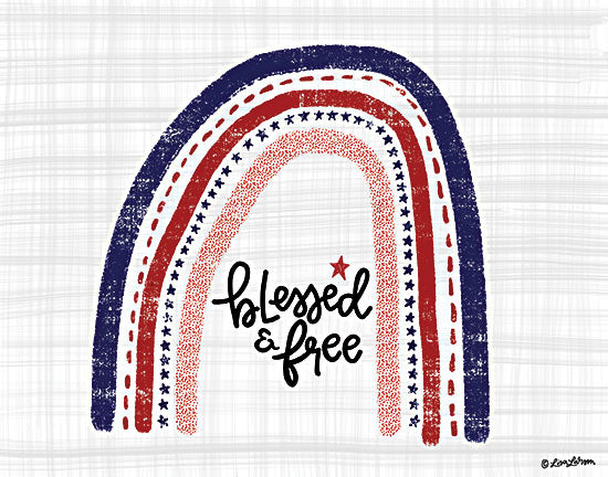 Lisa Larson LAR440 - LAR440 - Blessed & Free - 12x12 Blessed & Free, Rainbow, Red, White & Blue, Patriotic, Americana from Penny Lane