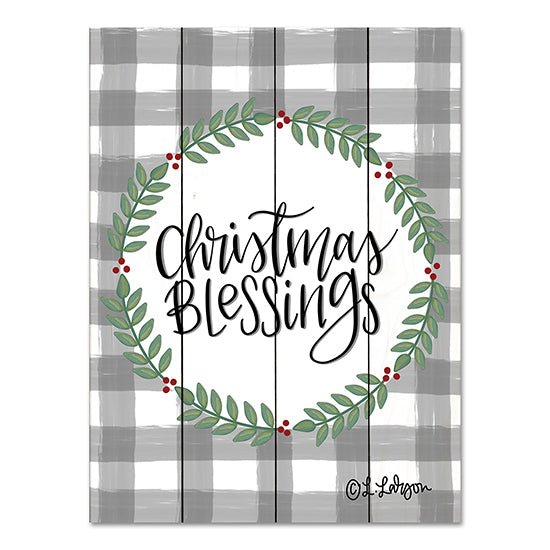 Lisa Larson LAR477PAL - LAR477PAL - Christmas Blessings - 12x16 Christmas Blessings, Christmas, Holidays, Wreath, Greenery, Berries, Plaid, Country, Typography, Signs from Penny Lane