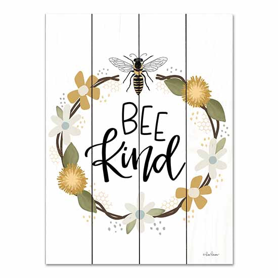 Lisa Larson LAR490PAL - LAR490PAL - Bee Kind     - 12x16 Be Kind, Wreath, Flowers, Bees, Nature, Motivational, Typography, Nature, Signs from Penny Lane