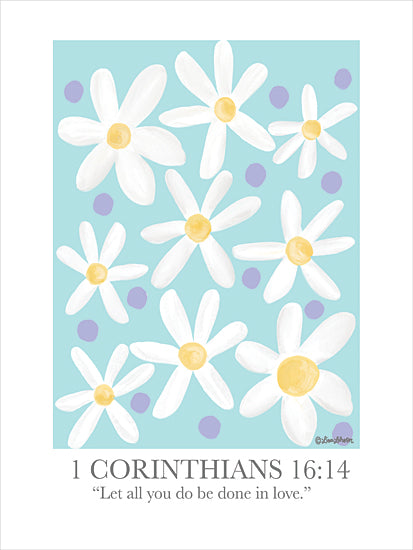 Lisa Larson LAR604 - LAR604 - Done in Love - 12x16 Floral, Religious, Let All You Do Be Done in Love, 1 Corinthians, Bible Verse, Typography, Signs, Textual Art, Daisies from Penny Lane