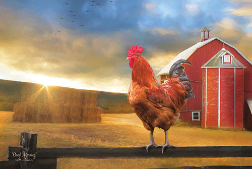 Lori Deiter LD1088 - Good Morning Rooster - Rooster, Barn, Sunrise, Fence from Penny Lane Publishing