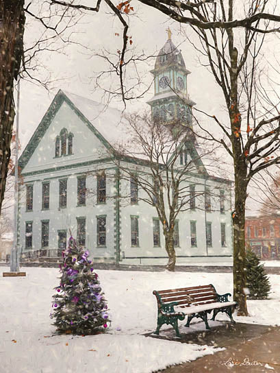 Lori Deiter LD1097 - Christmas in Coudersport - Holiday, Christmas Tree, Bench, Church from Penny Lane Publishing