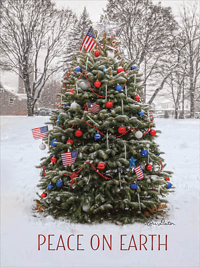 Lori Deiter LD1098 - Peace on Earth - American Flag, Christmas Tree, Peace from Penny Lane Publishing