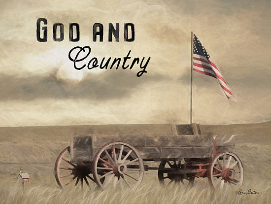 Lori Deiter LD1841 - LD1841 - God and Country      - 16x12 Signs, Typography, American Flag, Landscape,  from Penny Lane