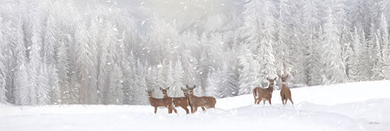 Lori Deiter LD1906A - LD1906A - Christmas Deer - 36x12 Deer, Winter, Snow, Pine Trees, Herd, Landscape from Penny Lane