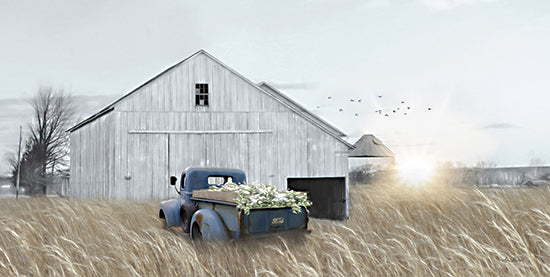 Lori Deiter LD2020 - LD2020 - Navy Blue Truck with Flowers - 18x9 Barn, White Barn, Wheat, Harvest, Autumn, Truck, Blue Truck, Flowers from Penny Lane